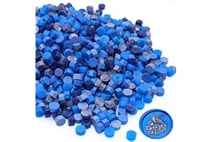 ONWINPOR 600Pcs Wax Seal Beads, Blue Sealing Wax Beads for Wax Seal Stamp, Wax Seal Beads Set with 6 Colors Perfect for Gift Sealing, Letter Sealing,Wedding Cards Sealing, Envelopes Sealing (Blue)
