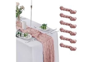 flohar 6 Pack Dusty Pink Cheesecloth Table Runner 9ft,17 x 108 inch Gauze Table Runners Rustic Romantic Wedding Runner for Wedding Bridal Shower Fall Decoration