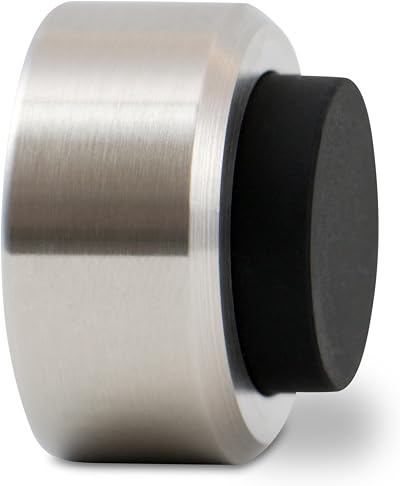 Stoppwerk Stainless Steel Door Stop Wall Mounted Ø3.2cm H2cm with Rubber Buffer
