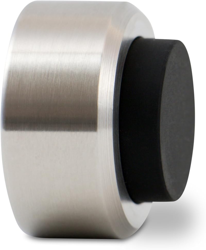Stoppwerk Stainless Steel Door Stop Wall Mounted Ø3.2cm H2cm with Rubber Buffer