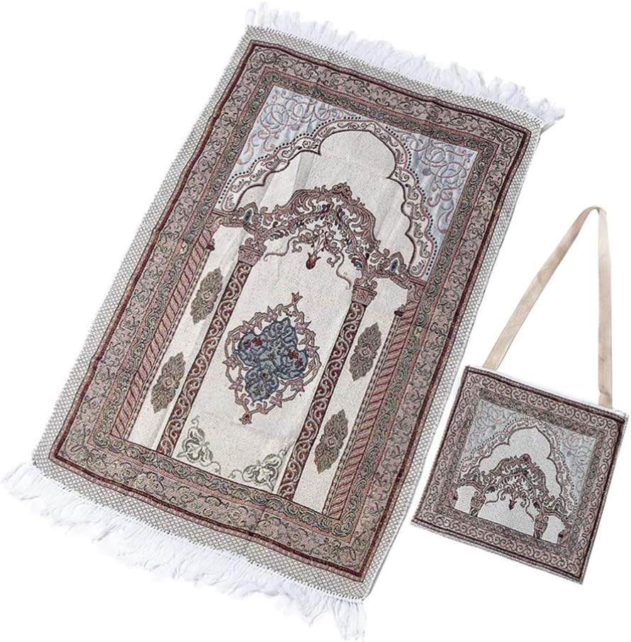 CLISPEED Tapis de Prière Musulman avec Sac de Rangement Islamique Janamaz Sajadah Namaz Tapis de