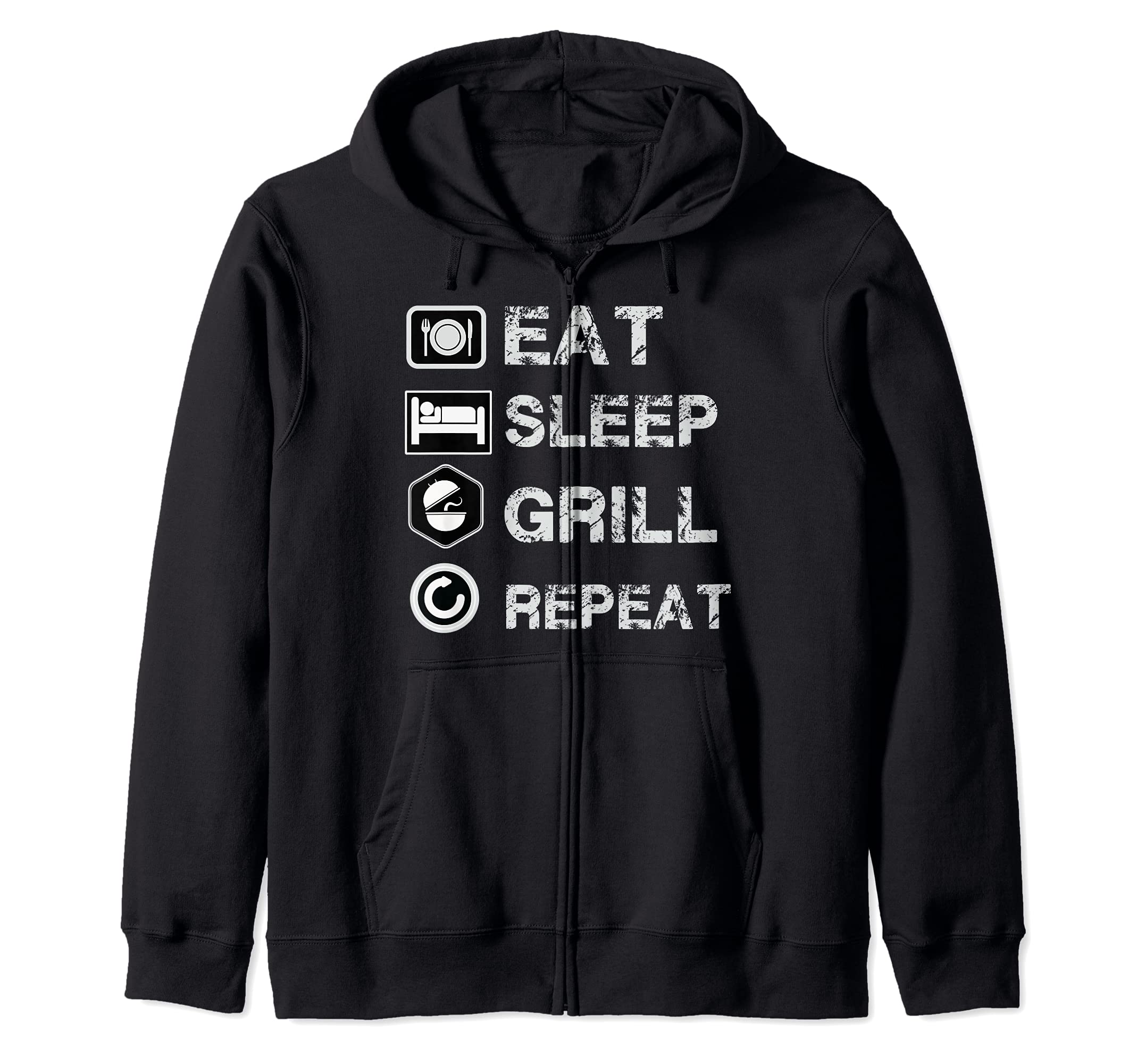 Eat Sleep Grill Barbecue Repeat Funny Grilling BBQ Zip Hoodie