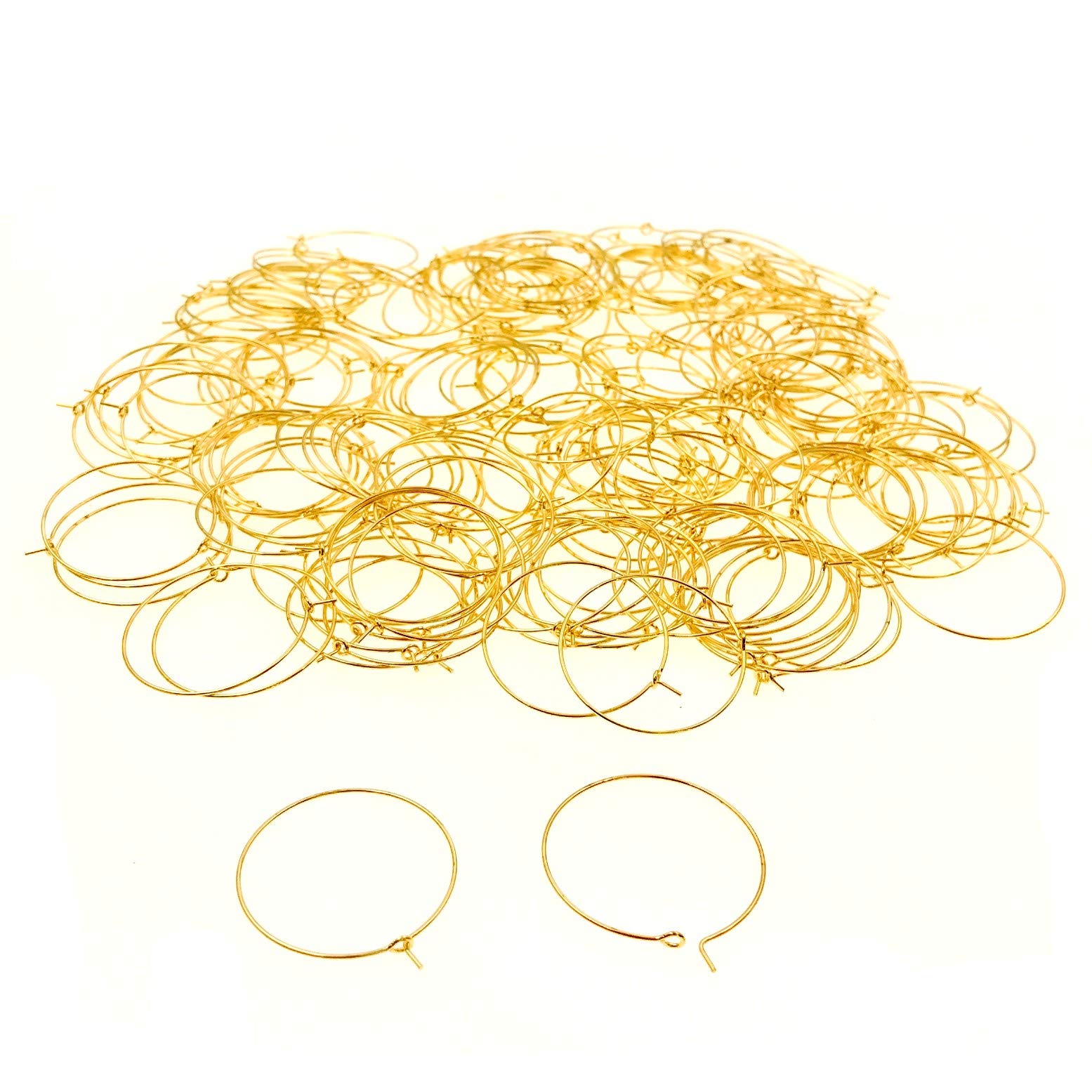 JZK 200 PCS 30mm x 0.7mm gold wine glasses charms rings, party goblet charms rings decorative rings, small metal rings, earring ring hoop, DIY party favours gifts