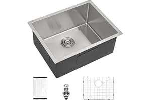 Lordear Bar Sink Undermount 21 inch Bar Prep Kitchen Sink 16 Gauge Stainless Steel Single Bowl Kitchen Sink Basin 21" x 18" Handmade