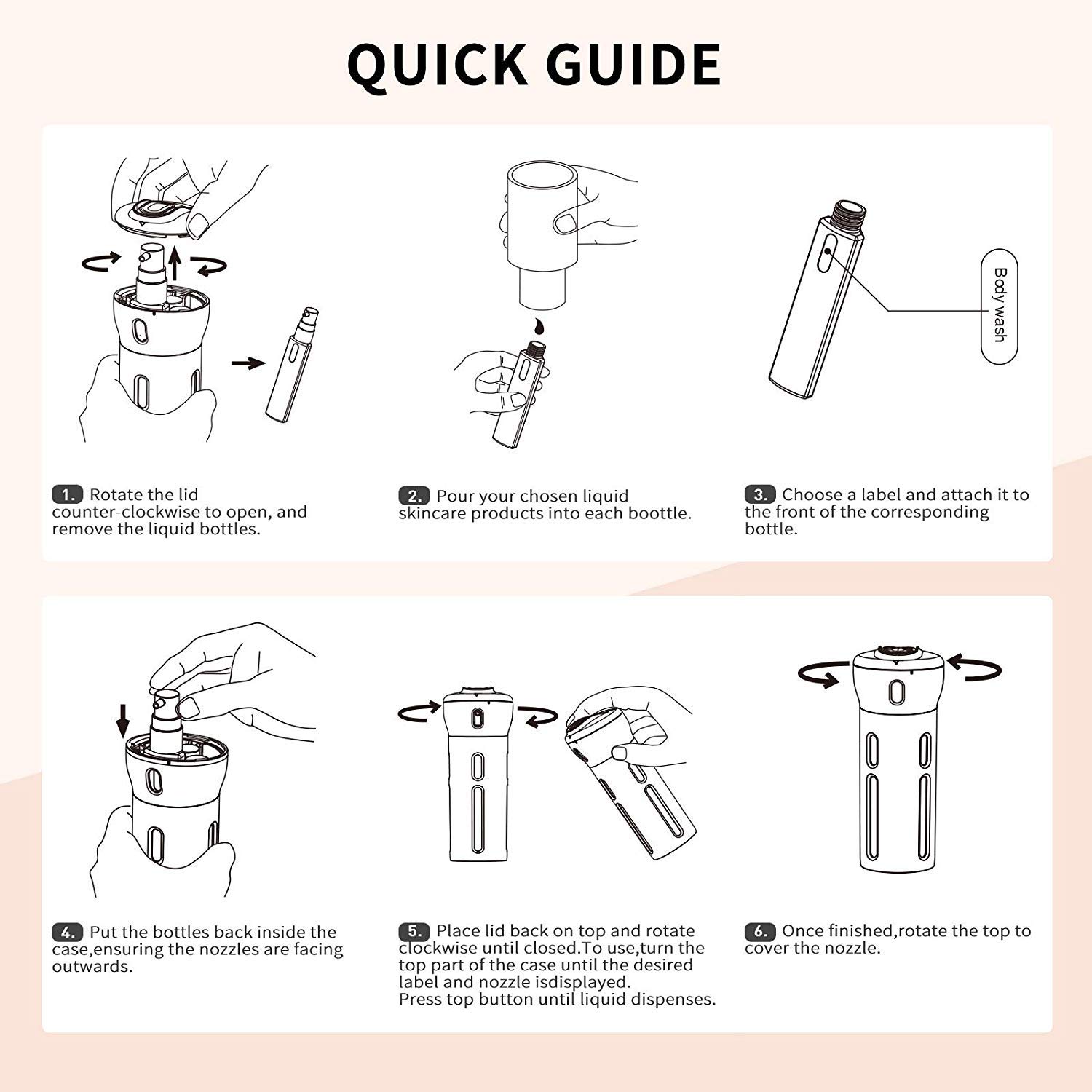 Travel Bottles Spray Bottles TSA Approved Containers Shampoo and Conditioner Bottles 4 in 1 Portable Leak Proof Refillable Travel Toiletries Accessories Kit