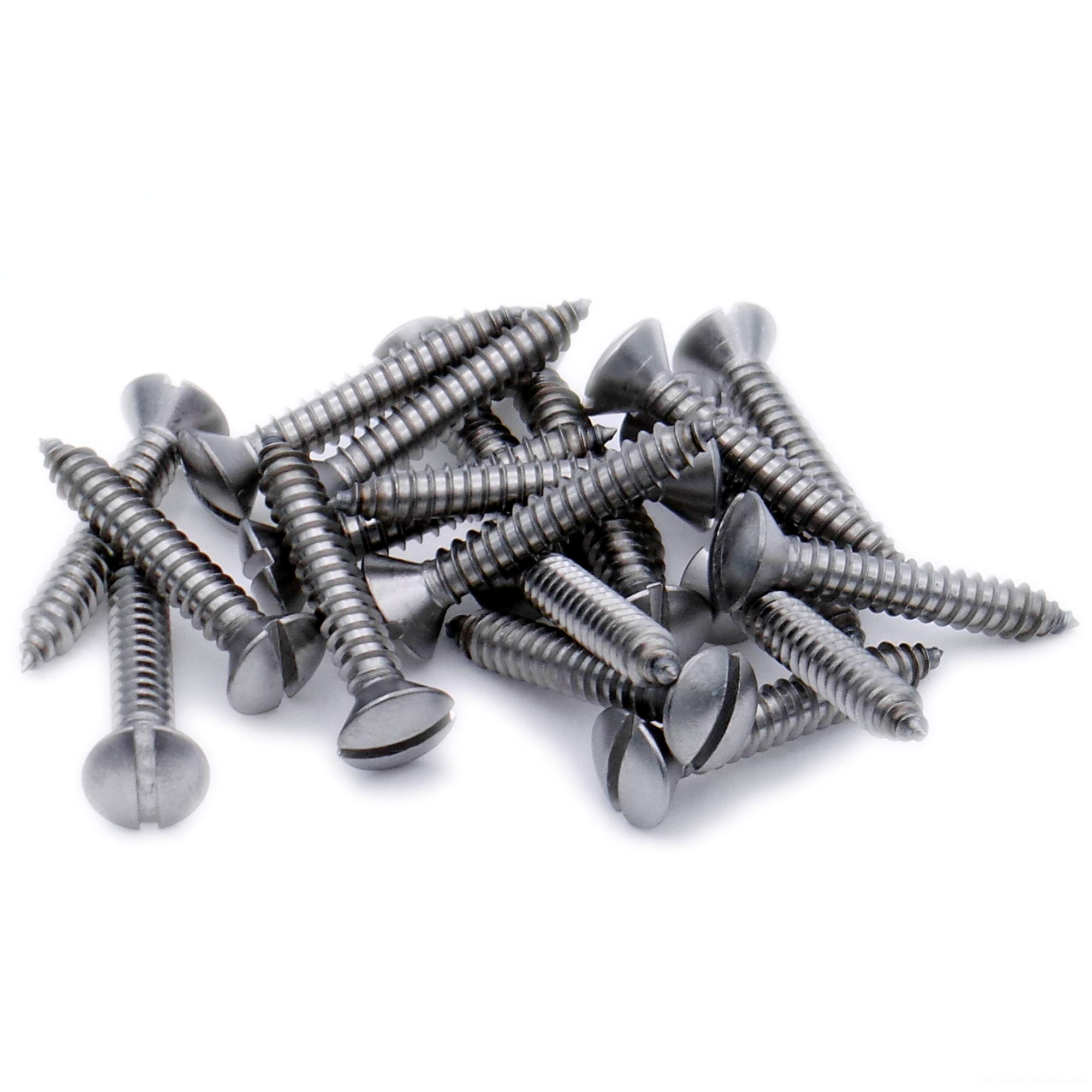 No.7 x 0.75 (3.9mm x 19mm) Slot Raised Countersunk Self-Tapping Screw - Stainless Steel (A2) (Pack of 20)