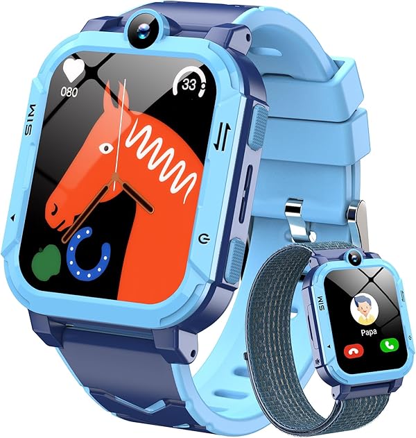 Blackview Smartwatch Kinder, GPS, Kann SIM-Karte einstecken, Uhr mit 4G Videoanrufe, SOS Notruf, Telefonanruf, Sprachchat, SMS, Schulmodus, Schrittzähler, Kinderuhr für Junge und Mädchen