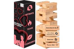 48Pcs Couples Games for Adults, Wooden Stacking Game for Date Night Party, Romantic Valentines Gifts for Women Men Couple
