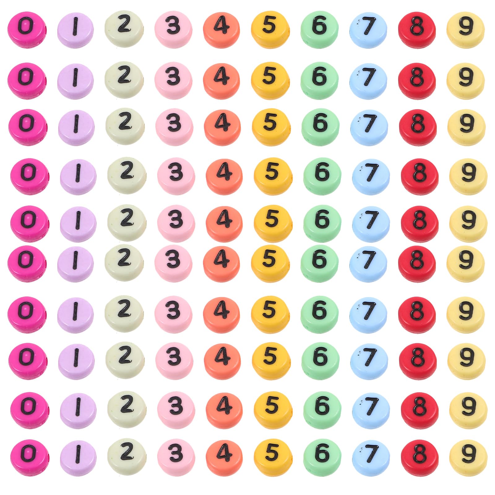 Tofficu 100Pcs Number Beads for Bracelet Making DIY Keychain Beads Acrylic Digital Loose Jewellery Beads with Hole for Craft Accessories