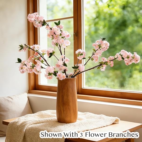 SENJIE ARTIFICIAL CHERRY BLOSSOM BRANCHES, FAKE FLOWERS BOUQUET WITH REAL TOUCH LONG STEMS, FAUX SILK FLOWERS FOR VASES WEDDING PARTY TABLE CENTERPIECES SPRING HOME DECOR (3PCS, VASE NOT INCLUDED)
