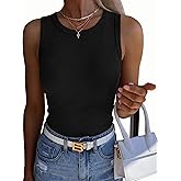 Zeagoo Womens Sleeveless Crewneck Ribbed Tank Tops Casual Basic Summer Top Slim Fitted Racerback Shirts