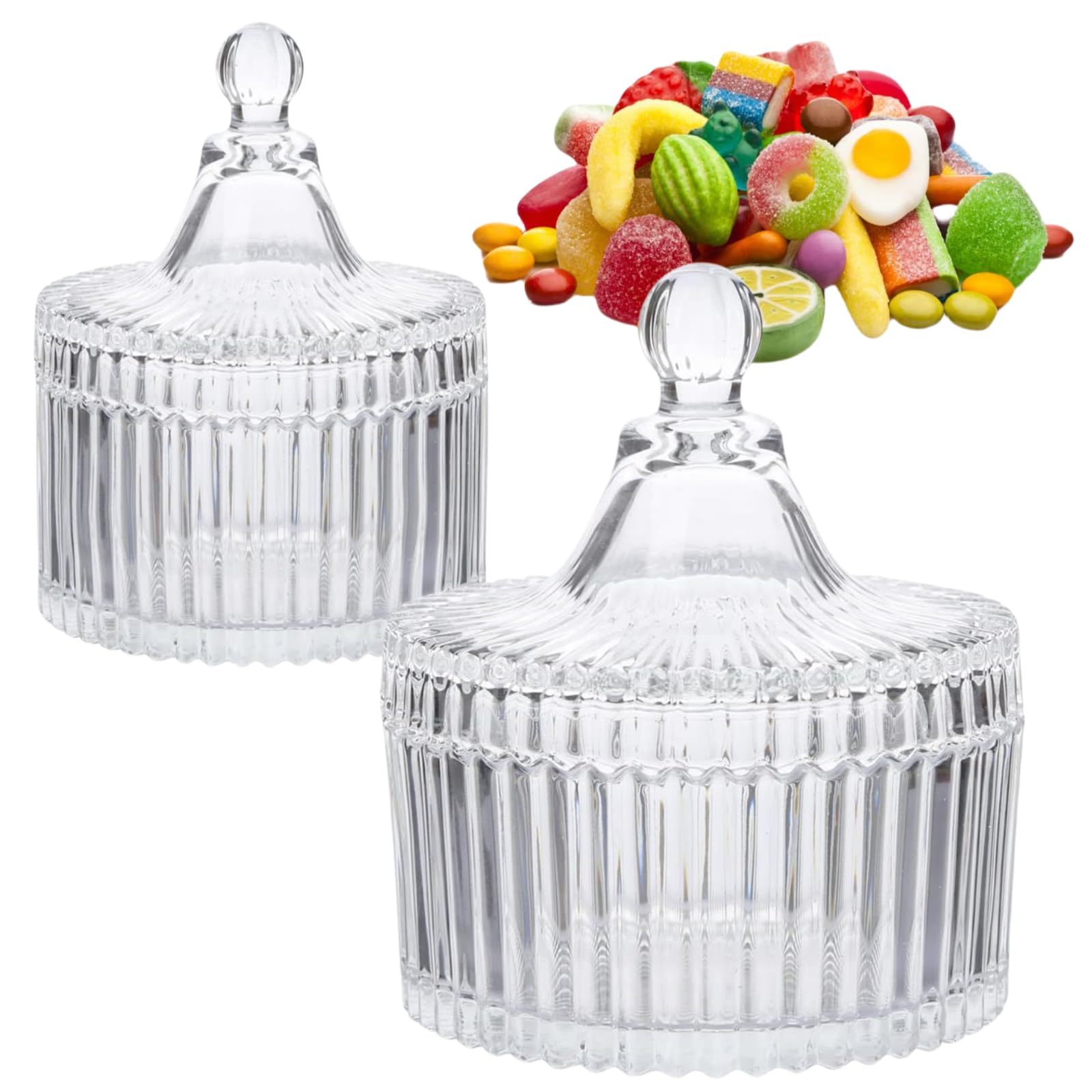 2 Pieces Sweet Jars, Small Jars with Lids Jewellery Storage Jar for Party Wedding Sweet Table Candy Buffet (100ml+300ml)