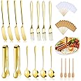 20-Piece Charcuterie Board Set - Stainless Steel Cheese Knives, Spreaders, Tongs & Dipping Bowls