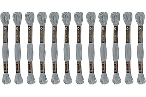 HARFINGTON 12 Skeins Embroidery Floss 8m Each Egyptian Long Fiber Cotton Cross Stitch Thread 26S/2x6 for Embroidery Projects 