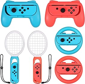 eSynic 3 en 1 Raqueta de Tenis, Volante, Empuñadura, para Switch Accesorios Joy-Con para Mario Tennis Aces Juego Juego de Manijas para Controlador de Juegos para Switch Joy-Con 