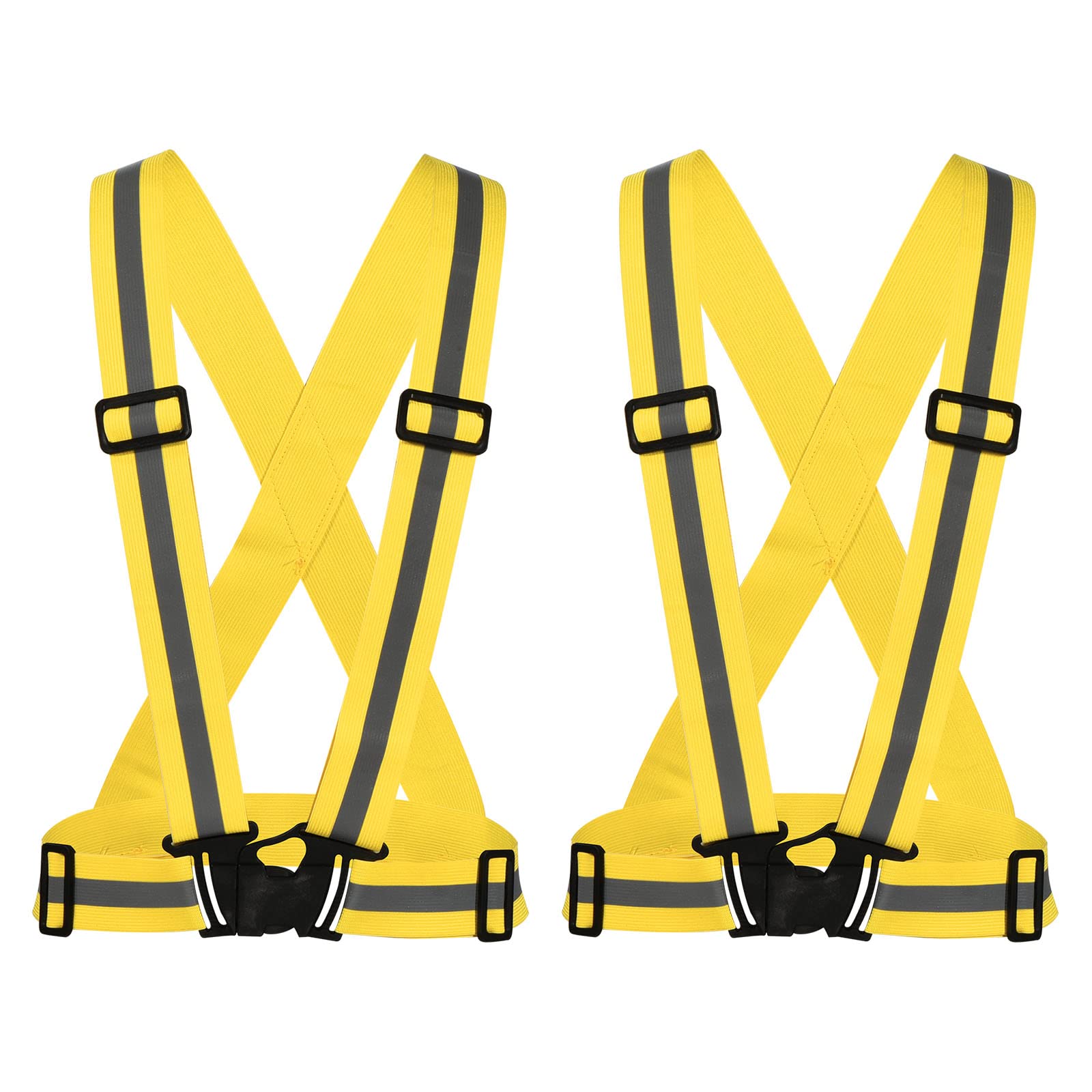 M METERXITY 2 Pack Reflective Vest - Adjustable Strip, High Visibility Lightweight Safety Reflector Tape Safety Gear, Apply to Running Night Walking(1.5", Dark Yellow)