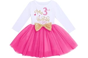 IMEKIS Baby Girl 1st 2nd 3rd Birthday Outfit Mouse Dress Polka Dots Tutu Skirt Cake Smash Long Sleeve Clothes for Photo Shoot