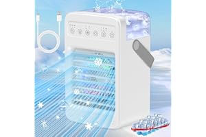 OKOIUM Mini Air Conditioner,180° Oscillating Air Conditioner Portable,2024 Upgraded Small Mini AC with Timer,4 Speeds 2 Cool Mist,Room Air Conditioners for Desk Office Bedroom-Nightlight Version