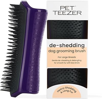 Pet Teezer Large Deshedding Grooming Brush Purple Grey for Dogs