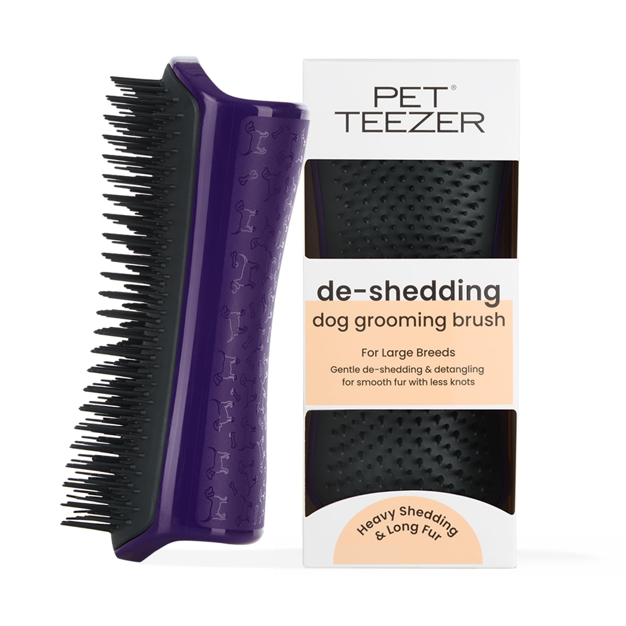 Tangle Teezer Large Pet Teezer De-Shedding Grooming Brush - Dry or Bath Brush - The Perfect Deshedding Brush for Dogs - Purple & Grey โ image 1