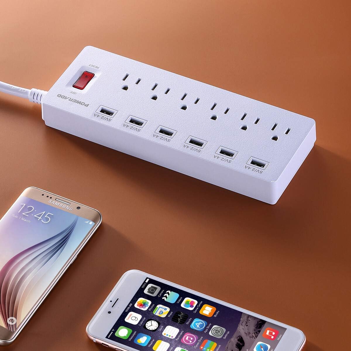 POWERADD Surge Protector USB Power Strip 6 USB Ports 6ft Heavy Duty Cord, USB Outlet Extender Home & Office 1625W 13A: Electronics