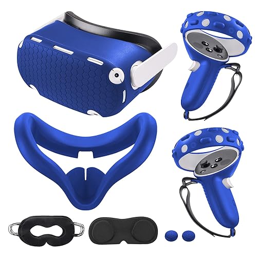 Compatible with Oculus Quest Accessories, VR Silicone face Cover, VR  Shell Cover,Compatible with Quest Touch Controller Grip Cover,Protective  Lens