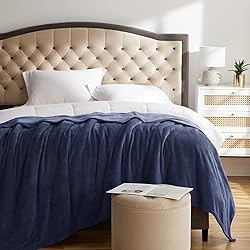 KMUSET Fleece Blanket King Size Navy Lightweight