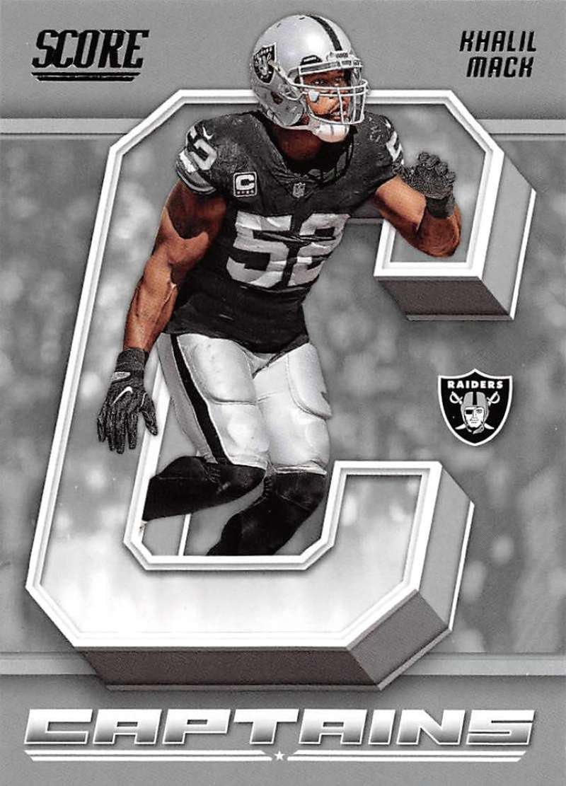 raiders football score on Amazon Com 2018 Score Captains 23 Khalil Mack Oakland Raiders Football Card Collectibles Fine Art
