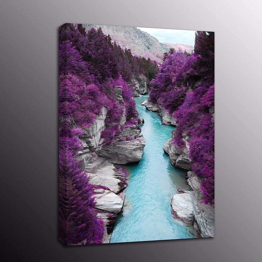 Amazon.com: Landscape Oil Painting Picture - Wall Art Purple Scenery