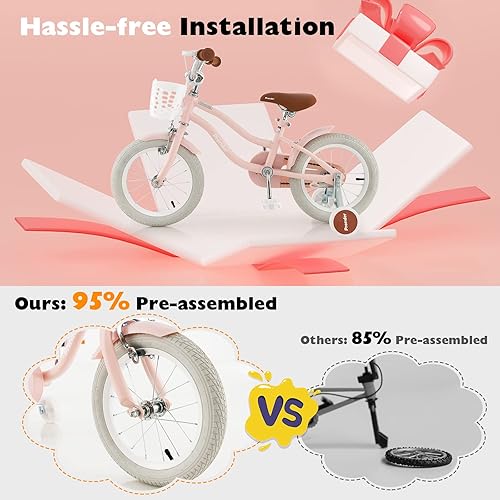 BABY JOY Kids Bike, 14 Inch Boys Girls Bike for 3-5 Years Old w