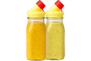 kitchentoolz Salad Dressing Shaker Bottle – 12oz Glass Bottle with Silicone Pour Spout and Tamper-Proof Lid for Sauces and Ma