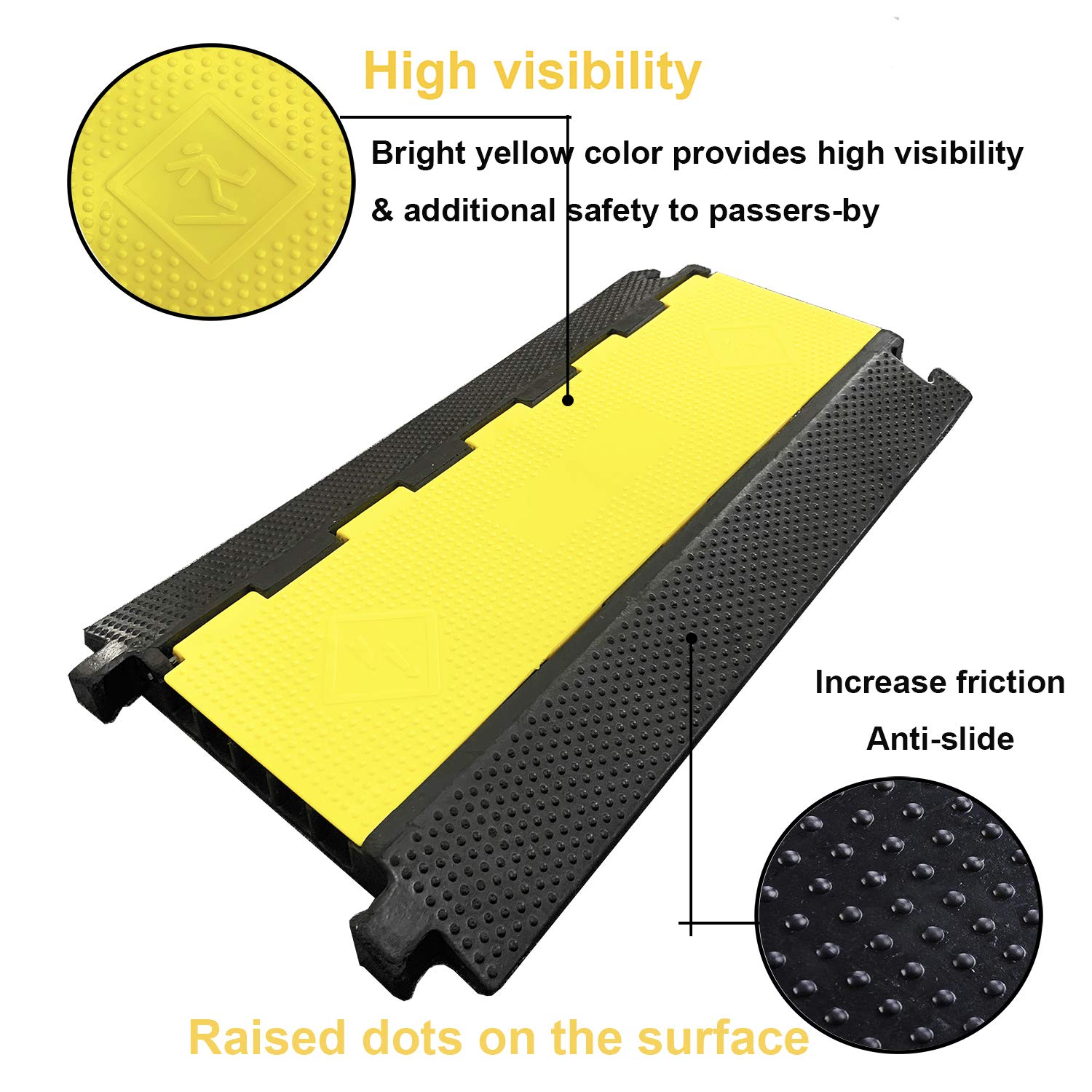 Reliancer 5 Channel Rubber Cable Protector Ramp Traffic Speed Bump