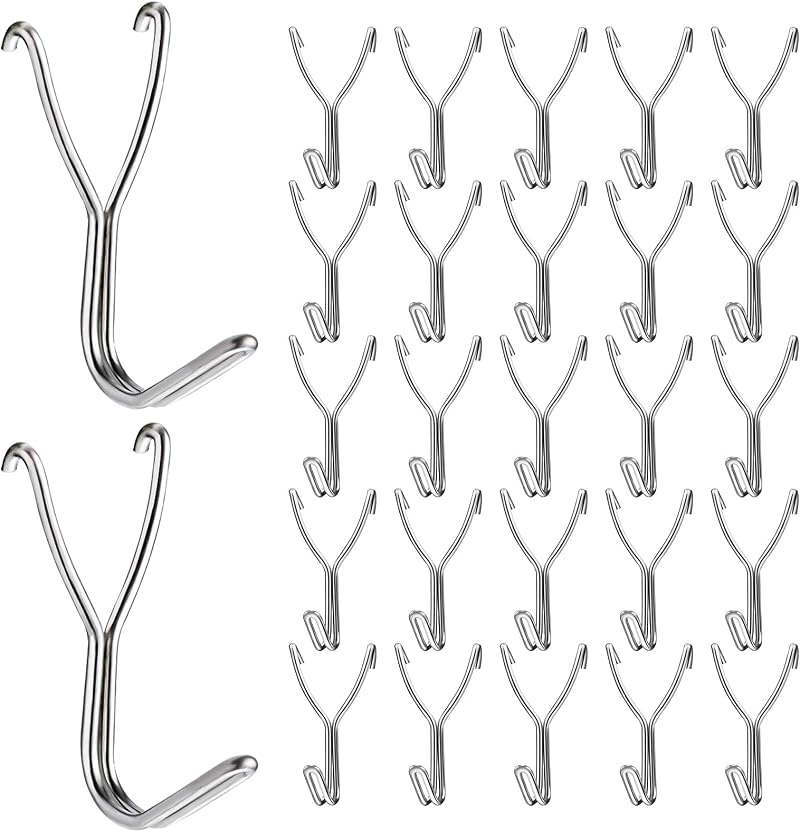 MOROBOR 50Pcs Stainless Steel Pegboard Hooks 20mm for Kitchen Garage Storage