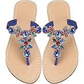Hinyyrin Available in 13 Colors,Rhinestone Sandals,Women's Flat Sandals,Flip Flop,Bling Jeweled Sandals,Summer Beach Wedding Vacation Shoes