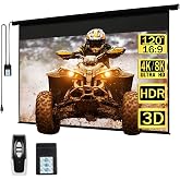 Kayle 120 Inch Motorized Projector Screen w/Wireless Remote, Black, 16:9 | Ceiling or Wall Mount,1.2 Gain,Electric Automatic Retractable,Outdoor Indoor Movies