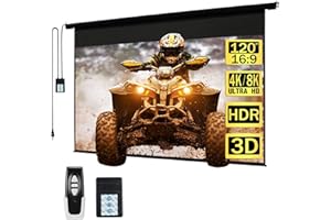 Kayle 120" Motorized Projector Screen Electric Diagonal Automatic Projection 16:9 HD Movies Screen for Home Theater Presentation Education Outdoor Indoor W/Wireless Remote, Wall/Ceiling Mount (Black)