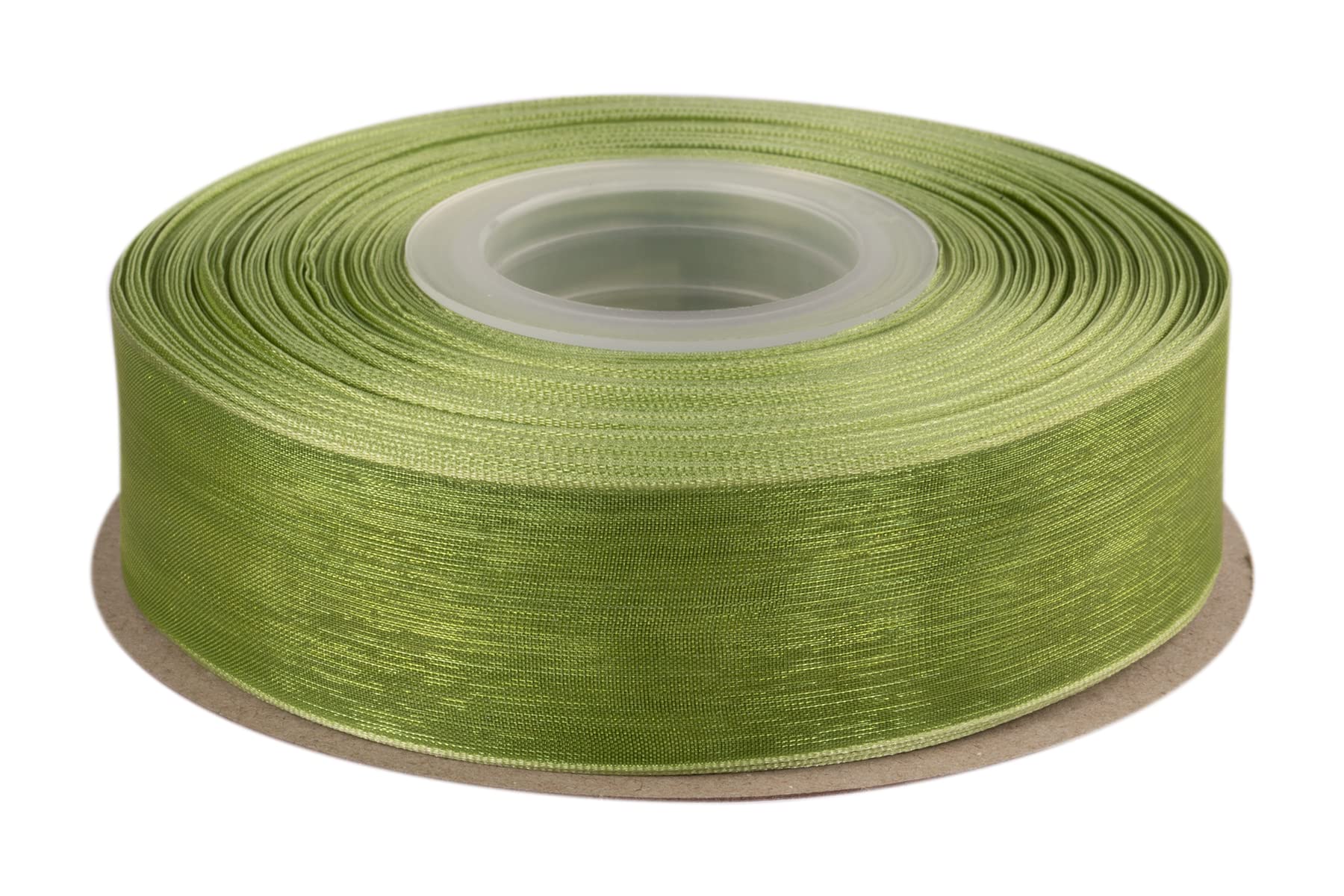 Ribbonitlux 25mm Sheer Organza Ribbon, Moss Shimmer Chiffon Ribbon 45M-Roll, Ideal for Wedding Events Christmas Decaration Making Floral Bouquets DIY Crafts