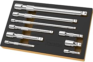 Renekton 9-Piece Wobble Extension Bar Set | 1/4 3/8 1/2 Drive | Cr-V Steel | Tight Space Solution | with EVA Tray