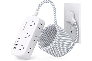 15FT Flat Extension Cord, BESHON Flat Plug Power Strip with USB C, Ultra Thin Flat Plug Extension Cord - 6 Outlets with 4 USB Ports(2 USB C Outlet), No Surge Protector for Dorm Room Travel Essentials