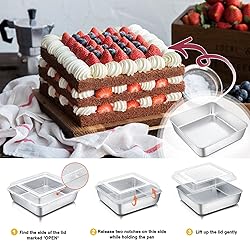 P&P CHEF Square Baking Cake Pan with Lid, Stainless