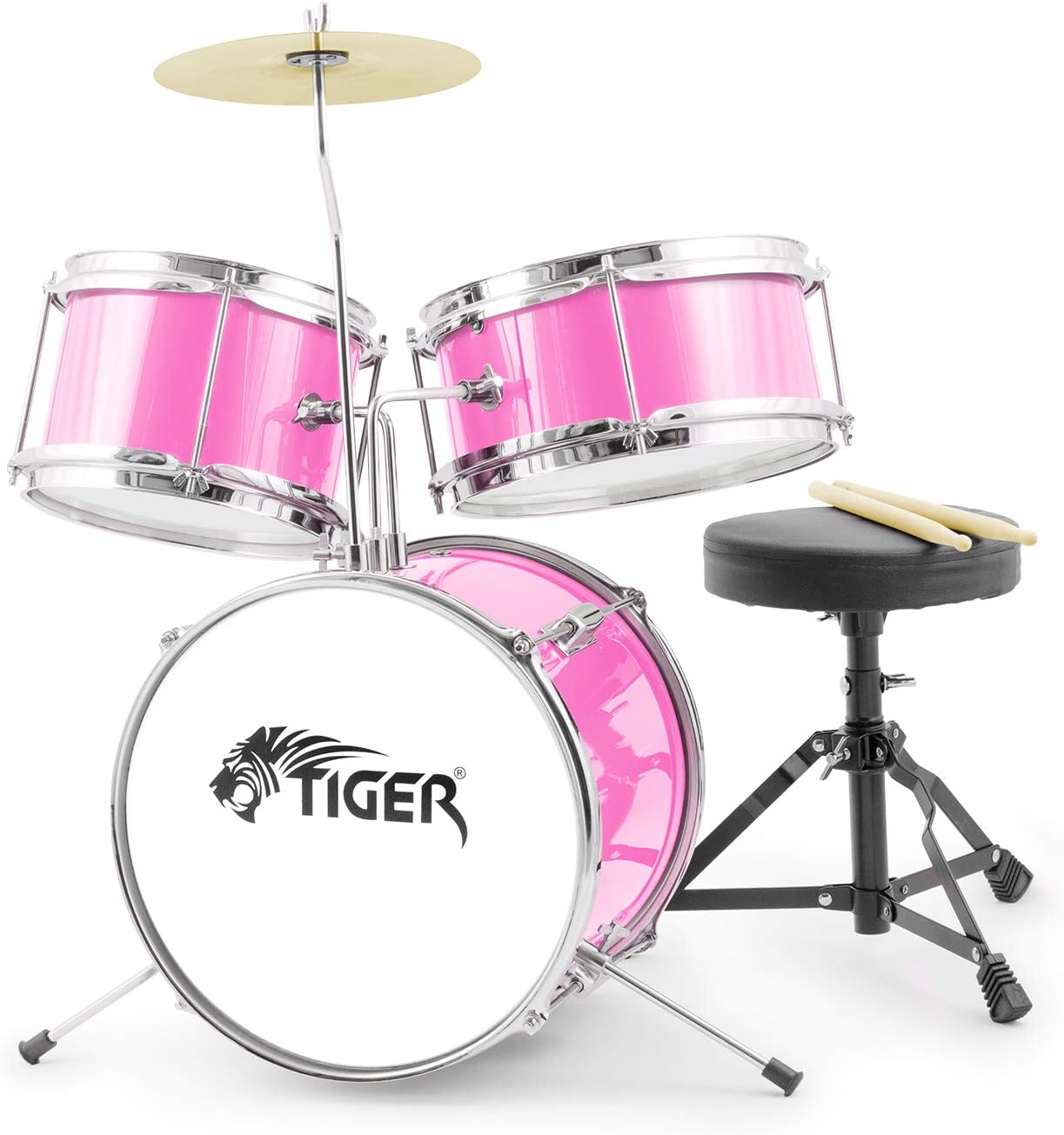 3 Piece Junior Drum Kit, Pink (JDS7-PK)