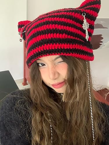 Y2K Slouchy Beanie - Grunge Knitted Winter Hat For Men & Women, One Size 56-59cm
