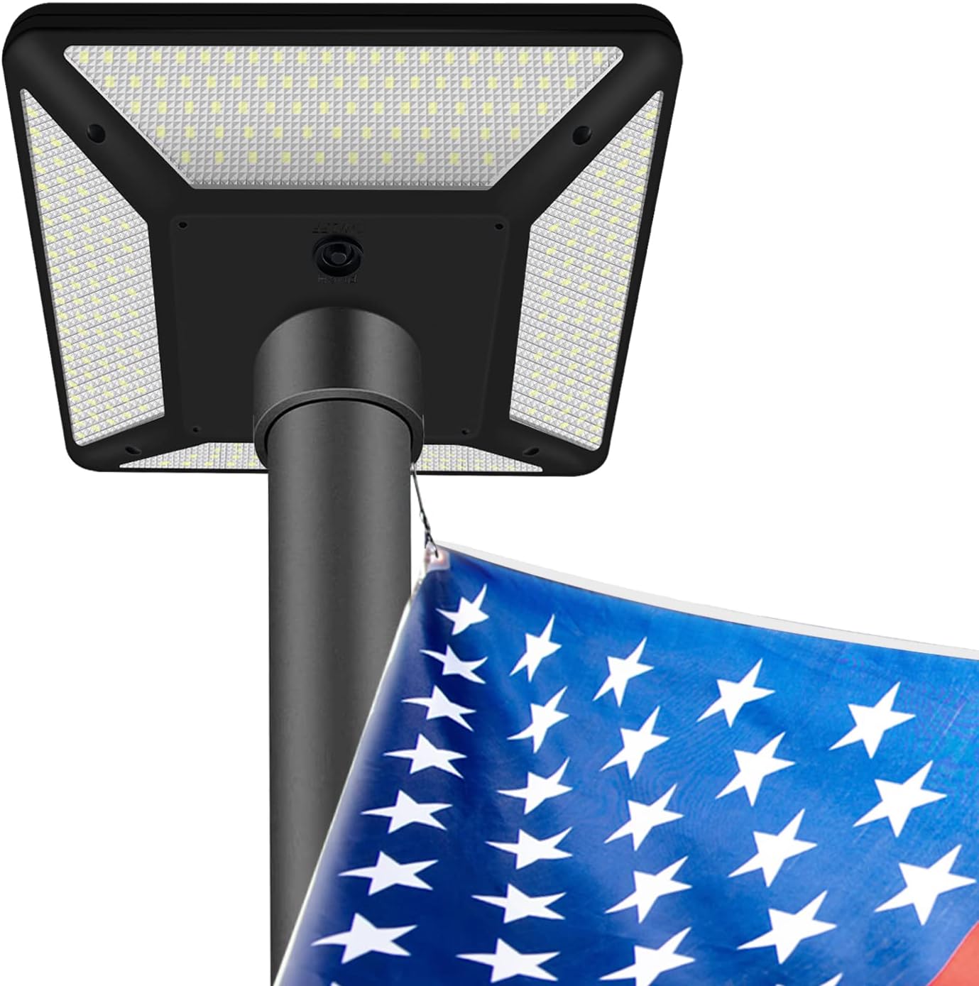 Flagpole Hardware - Flag Pole Light Solar Powered-320LED 3000 Lumen Solar Light Brightest Flagpole 100% Coverage Flag IP65 Waterproof Light Light Up American Flag Outdoor with Solar Flag Pole Light from Dusk to Dawn