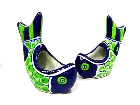 Aurea Blue Pottery Bonsai Fairy Garden Decor Fish (2 pcs)