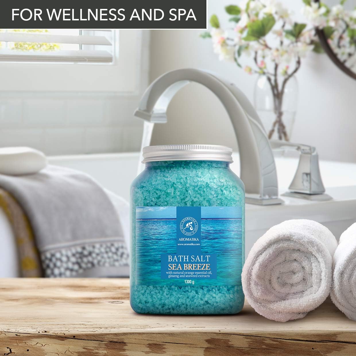 AROMATIKA Sea Breeze Bath Salts, 1300 g, Aromatherapy Bath Soak for Good Sleep Relaxing & Calming Bath - Image 4
