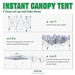 Acepic 8x8 Pop Up Canopy Tent,300D Silver-Coating