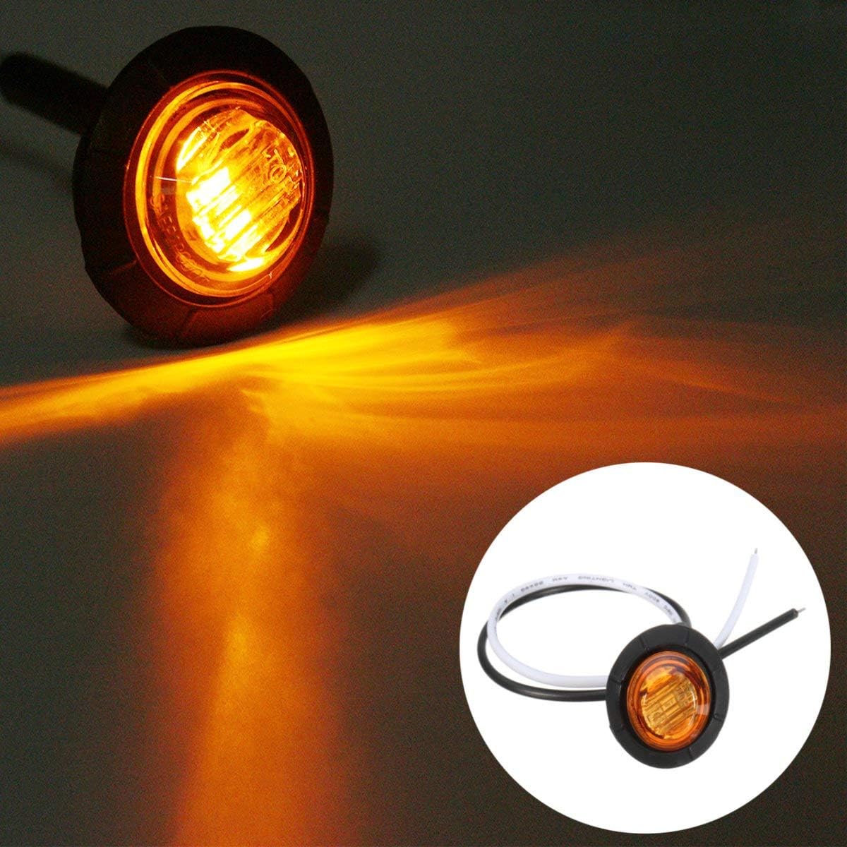 C-FUNN 10Pcs Mini 12V Amber Round Led Button Side Marker Lights Lamps Trailer - Image 5