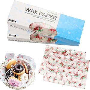 Zezzxu Wax Paper Food Picnic Paper, 100pcs Grease Proof Paper Waterproof Dry Hamburger Paper Liners Wrapping Tissue for Plastic Food Basket (Strawberry pattern)