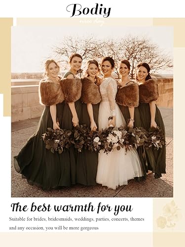 BODIY Bride Fur Shawls and Wraps 1920s Bridal Wedding Faux Fur