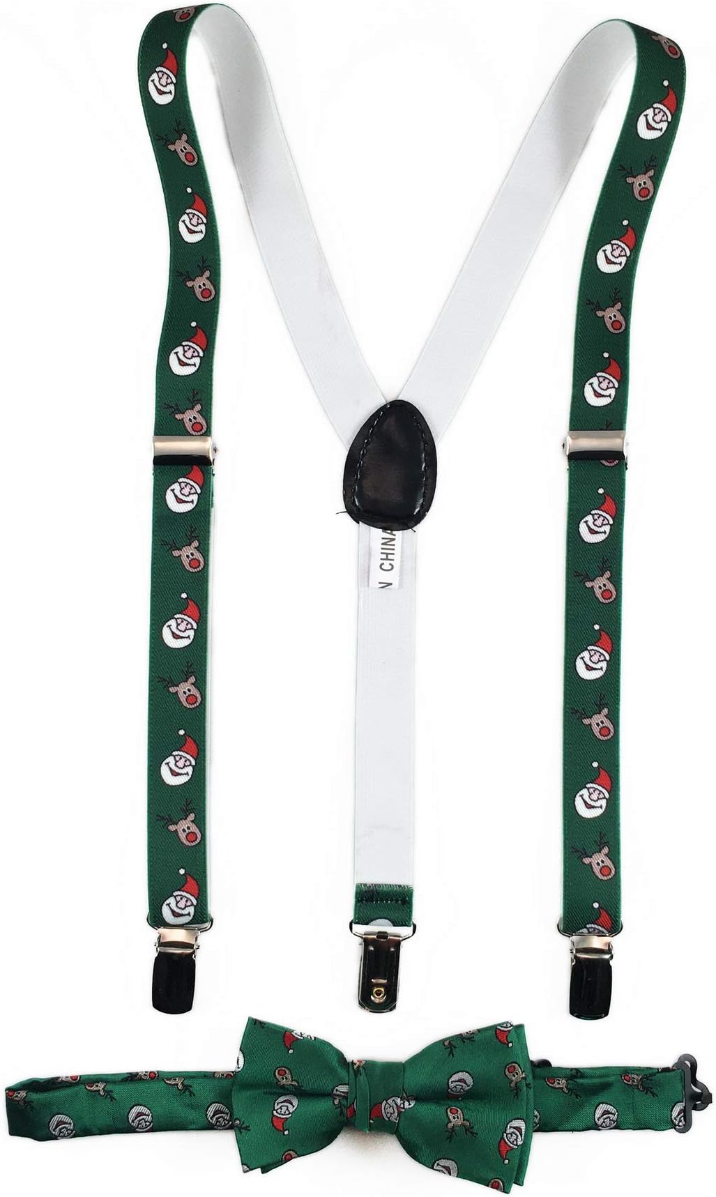 Boy's Christmas Clip-on Suspender & Matching Bow Tie Set (Age 4-7)
